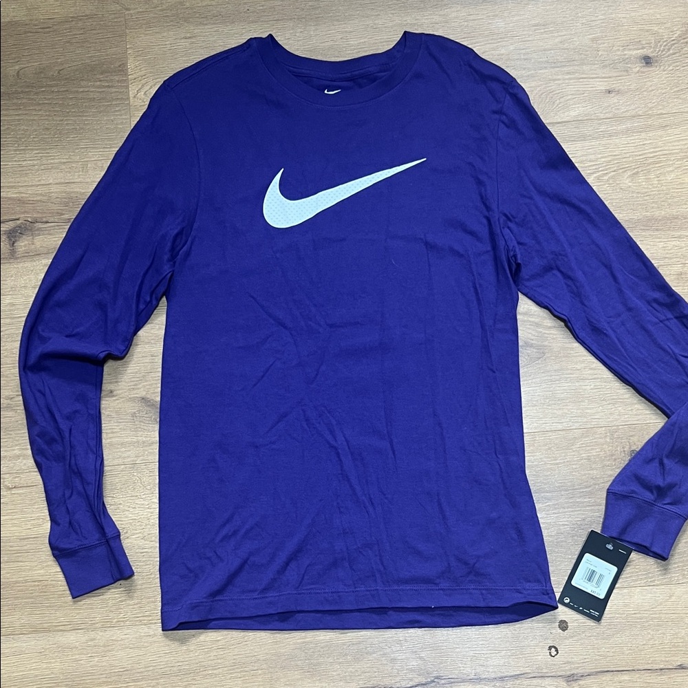 NWT Nike Long-Sleeve Swoosh Tee - Purple with White Logo